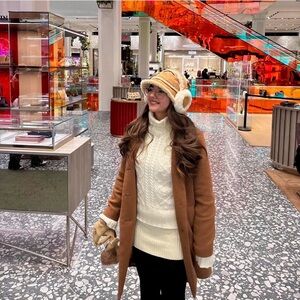 Route 66 Tan and Cream Cowl Neck Sweater